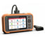 Una tableta de diagnóstico LAUNCH Creader Professional 129 Expert con una resistente carcasa naranja y negra y una pantalla táctil a color. Incluye un cable negro grueso conectado a un conector OBD II estándar de 16 pines para la comunicación con el vehículo.
