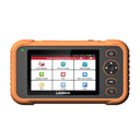 Escáner de diagnóstico LAUNCH Creader Professional 123 Advanced con una resistente carcasa protectora naranja y negra. El dispositivo cuenta con una pantalla táctil a color que muestra el menú principal, además de botones físicos de navegación, incluido un pad direccional y un botón OK.