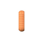 El perfil lateral de una resistente carcasa naranja, con ranuras horizontales diseñadas para ofrecer un agarre antideslizante.