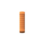 El perfil lateral de una resistente carcasa naranja, con una superficie texturizada y relieves horizontales que mejoran el agarre.